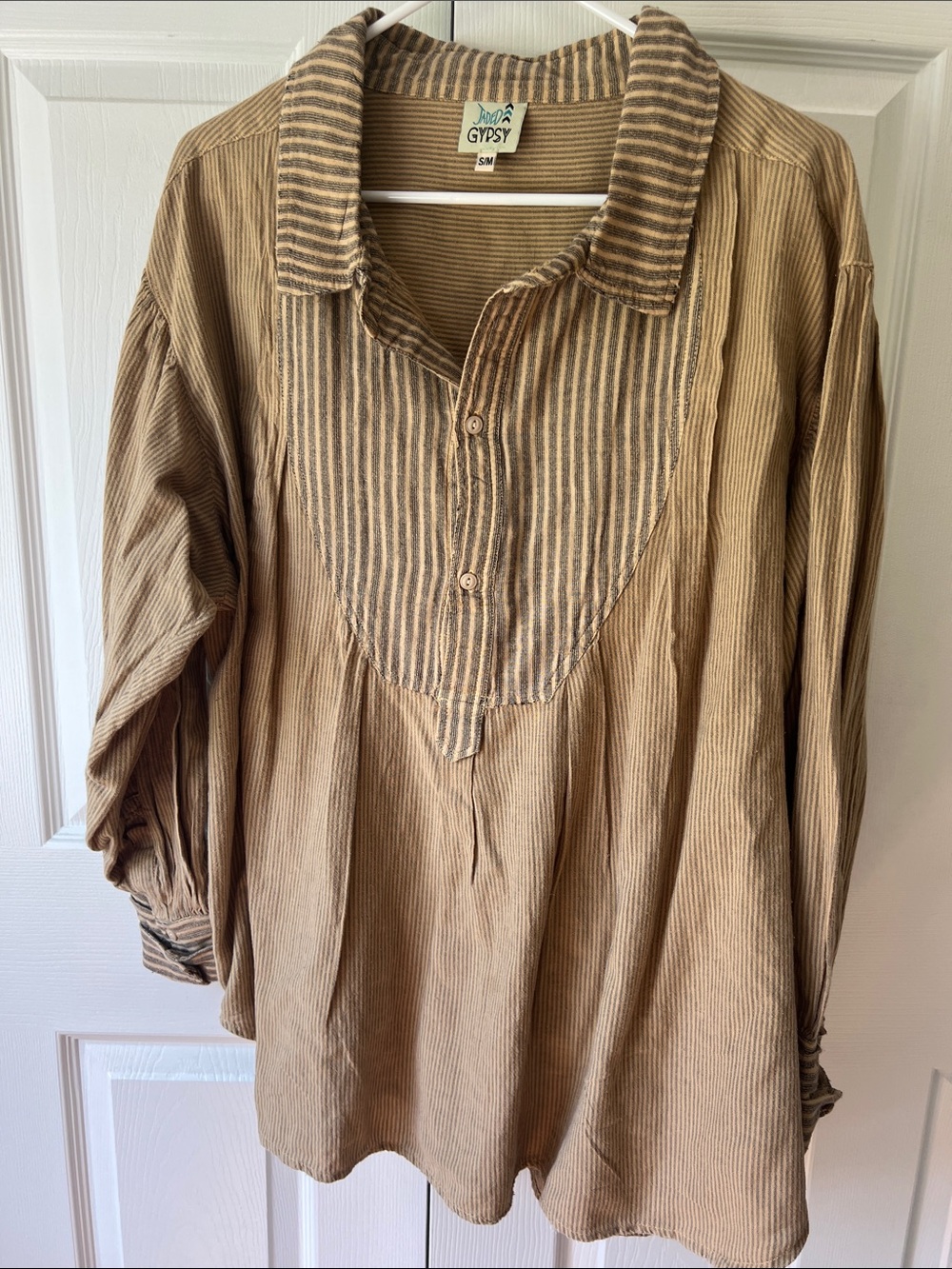 Gypsy Relaxed-Fit Women's Brown Striped Corduroy Blouse